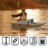 NNECW Inflatable Fishing Float Tube with Inflatable Seat for Fishing-Beige