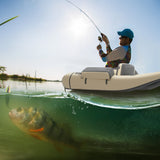 NNECW Inflatable Fishing Float Tube with Inflatable Seat for Fishing-Beige