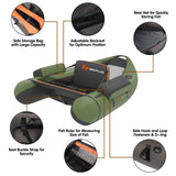 NNECW Inflatable Fishing Float Tube with Inflatable Seat for Fishing-Green