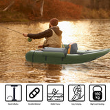 NNECW Inflatable Fishing Float Tube with Inflatable Seat for Fishing-Green