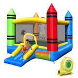 NNECW Kids Jumping Castle Bouncer with Fun Slide & Safe Entrance Opening for Outdoor Play with Blower