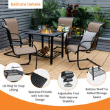NNECW Outdoor Fire Pit Dining Table with Mesh Cover for Poolside