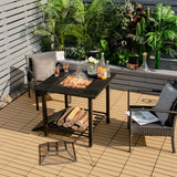 NNECW Outdoor Fire Pit Dining Table with Mesh Cover for Poolside