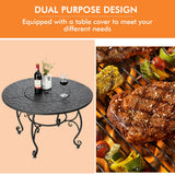 NNECW Patio Round Fire Pit Dining Table with Cooking Grill & Wood Grate