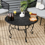 NNECW Patio Round Fire Pit Dining Table with Cooking Grill & Wood Grate