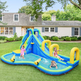NNECW 5 in 1 Inflatable Water Slide Jumping Castle Pool with Blower for Kids