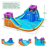 NNECW Kids Inflatable Bouncy Castle with Double Slides & Water Guns & Basketball Hoop without Blower
