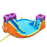 NNECW Kids Inflatable Bouncy Castle with Double Slides & Water Guns & Basketball Hoop without Blower
