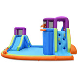 NNECW Kids Inflatable Bouncy Castle with Double Slides & Water Guns & Basketball Hoop without Blower