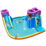 NNECW Kids Inflatable Bouncy Castle with Double Slides & Water Guns & Basketball Hoop without Blower