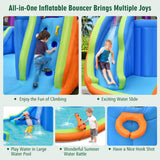 NNECW Kids Inflatable Bouncy Castle with Double Slides & Water Guns & Basketball Hoop without Blower