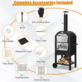 NNECW 3-in-1 Pizza Oven Wood Fired Portable Outdoor BBQ Grill Smoker Pizza Maker
