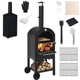 NNECW 3-in-1 Pizza Oven Wood Fired Portable Outdoor BBQ Grill Smoker Pizza Maker