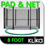 NNEDPE 08ft Trampoline Replacement Safety Pad and Net Round 6 Poles Green