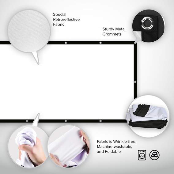NNEIDS 120inches Portable Screen for PIQO Projector - The world's smartest 1080p mini pocket projector