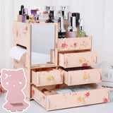 NNEOBA 3 Layers Wooden Holder Large Cosmetic Makeup Jewelry Lipsticks Storage Organizer Case Storage Box