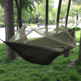 NNEOBA 1-2 Person Portable Outdoor Camping Hammock with Mosquito Net High Strength Parachute Fabric Hanging Bed Hunting Sleeping Swing