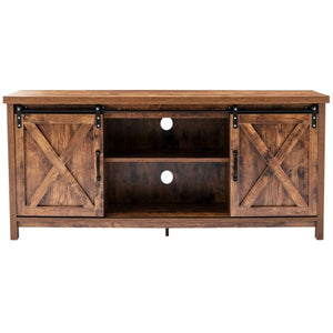 NNEOBA Farmhouse Barn Door TV Stand Wood Media Console Storage Cabinet Entertainment Center Living Room TV Cabinet Table