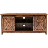 NNEOBA Farmhouse Barn Door TV Stand Wood Media Console Storage Cabinet Entertainment Center Living Room TV Cabinet Table