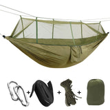 NNEOBA 1-2 Person Portable Outdoor Camping Hammock with Mosquito Net High Strength Parachute Fabric Hanging Bed Hunting Sleeping Swing