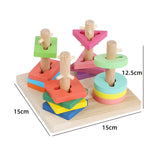 NNEOBA Wooden Puzzles Toys Memory Match Stick Chess Game Fun Puzzle Board Game Educational Color Cognitive Geometric Shape Toy For Kids