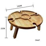 NNEOBA Portable Beach Table Outdoor Folding Small Wine Desk  2 In 1 Wooden Picnic Food Table Drink Wine Glasses Holder Picnic Board