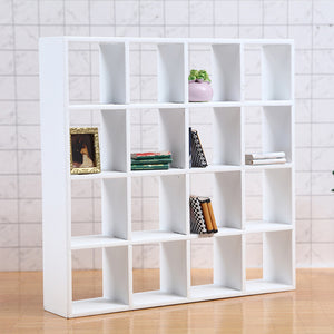 NNEOBA Handmade Mini Birch Wooden Storage Rack 16-Grid Display Shelf Bookcase Stand