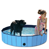 NNECW Foldable Pet Swimming Pool with Rotatable Drain Valve Blue