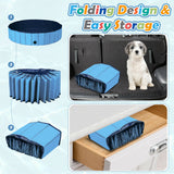 NNECW Foldable Pet Swimming Pool with Rotatable Drain Valve Blue