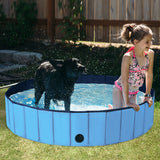 NNECW Foldable Pet Swimming Pool with Rotatable Drain Valve Blue