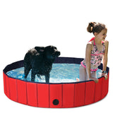 NNECW Foldable Pet Swimming Pool with Rotatable Drain Valve Red