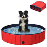 NNECW Foldable Pet Swimming Pool with Rotatable Drain Valve Red