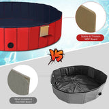 NNECW Foldable Pet Swimming Pool with Rotatable Drain Valve Red