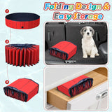 NNECW Foldable Pet Swimming Pool with Rotatable Drain Valve Red