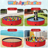 NNECW Foldable Pet Swimming Pool with Rotatable Drain Valve Red