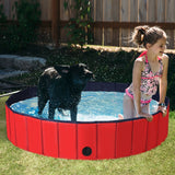 NNECW Foldable Pet Swimming Pool with Rotatable Drain Valve Red
