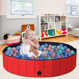 NNECW Foldable Pet Swimming Pool with Rotatable Drain Valve Red