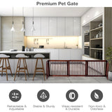 NNECW 3 Panel Folding Wood Pet Slide Gate with Adjustable Length for Dogs