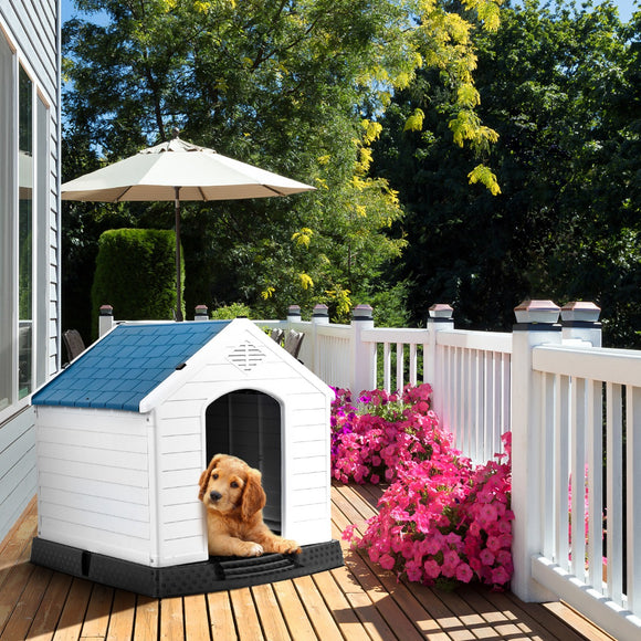 NNECW Dog House with Raised Floor and Fastening Device-77x85x83cm