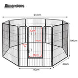 NNECW 100cm 8 Panel Height Pet Playpen with Anti-Rust Material for Dog/Cat