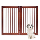 NNECW Wooden Folding Dog Gate with Non-Slip Foot Pads for Pets-2 panel