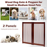 NNECW Wooden Folding Dog Gate with Non-Slip Foot Pads for Pets-2 panel