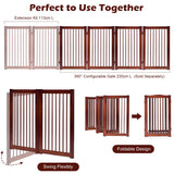 NNECW Wooden Folding Dog Gate with Non-Slip Foot Pads for Pets-2 panel