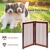 NNECW Wooden Folding Dog Gate with Non-Slip Foot Pads for Pets-2 panel