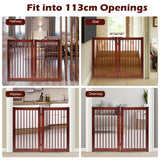 NNECW Wooden Folding Dog Gate with Non-Slip Foot Pads for Pets-2 panel