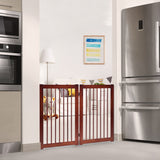 NNECW Wooden Folding Dog Gate with Non-Slip Foot Pads for Pets-2 panel