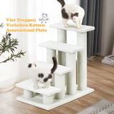 NNECW 4-Step Pet Stairs with Portable Design for Cats and Dogs-White