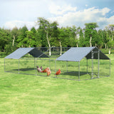 NNECW Large Walk In Chicken Coop Run House Shade Cage with Roof Cover Backyard-3m x 8m x 1.95m