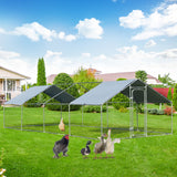 NNECW Large Walk In Chicken Coop Run House Shade Cage with Roof Cover Backyard-3m x 8m x 1.95m