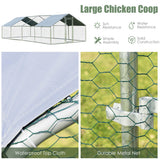 NNECW Large Walk In Chicken Coop Run House Shade Cage with Roof Cover Backyard-3m x 8m x 1.95m